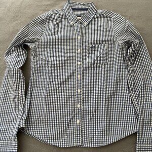 Y2K Vintage Abercrombie & Fitch Button Down Shirt Gingham Blue White CottonSmall
